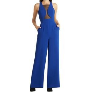 NWoT BCBGeneration Electric Blue Mesh Cutout Jumpsuit – Size 6